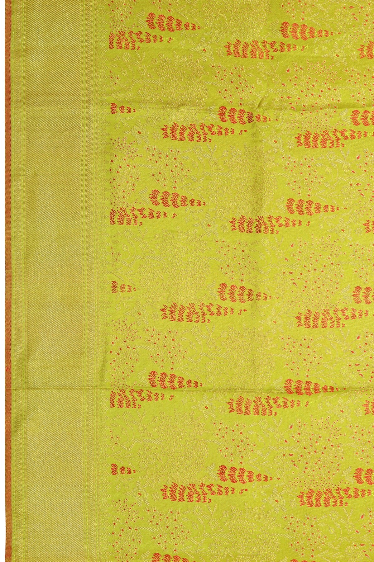 Parrot Green Kanchipuram Tissue Silk Saree - Image 3
