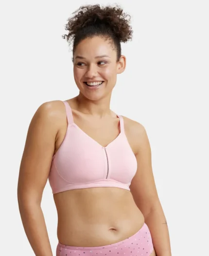 Non Padded Wirefree Super Combed Cotton Elastane Stretch Full Coverage Minimizer Bra