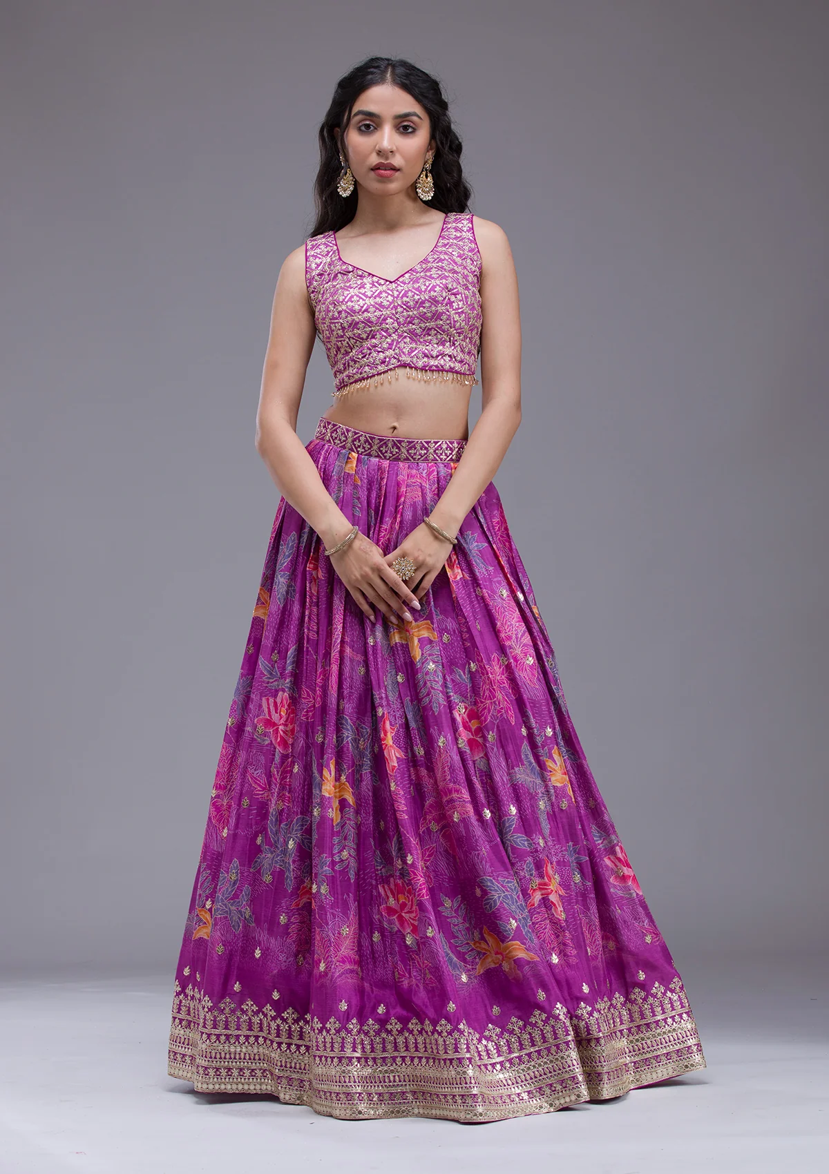 Wine Sequins Georgette Readymade Lehenga - Image 3