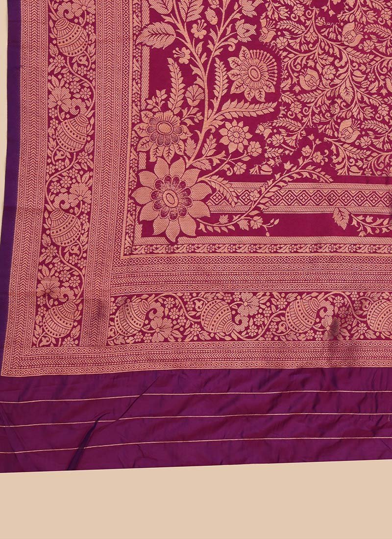 Gorgeous Jacquard Zari Work Banarasi Silk Saree Festive Wear - Image 5