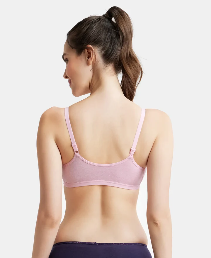 Pink Lady Melange Wire free Padded Super Combed Cotton Elastane Stretch Full Coverage Bra - Image 4
