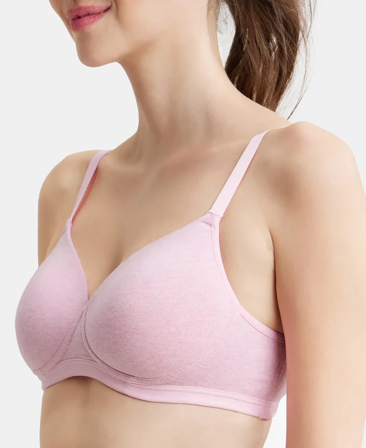 Pink Lady Melange Wire free Padded Super Combed Cotton Elastane Stretch Full Coverage Bra - Image 8