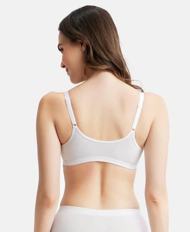 White Wire free Padded Super Combed Cotton Elastane Stretch Full Coverage Bra - Image 3