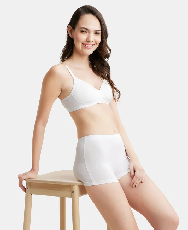White Wire free Padded Super Combed Cotton Elastane Stretch Full Coverage Bra - Image 6