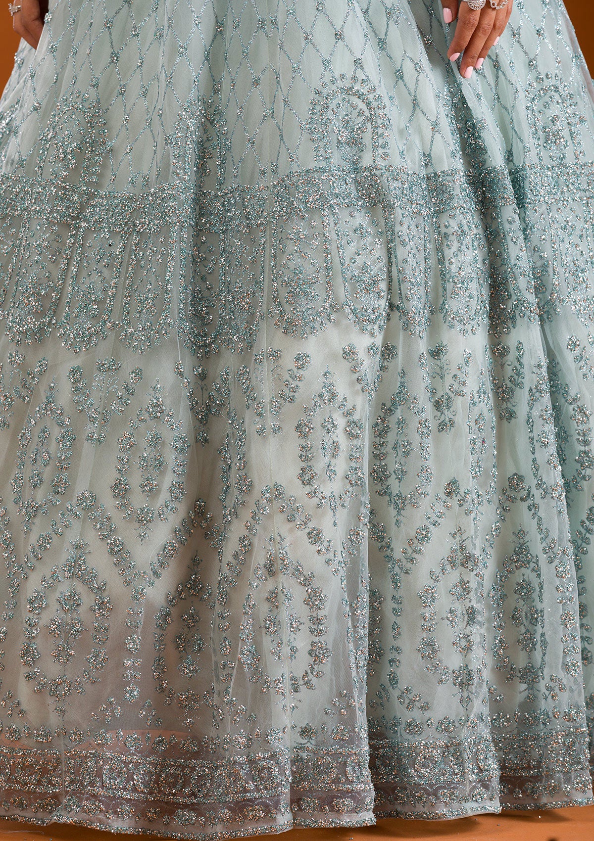 Stonework Net Readymade Lehenga - Image 9