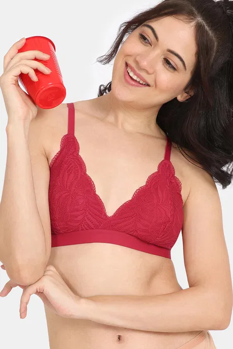 Rosaline City Hearts Double Layered Non Wired Medium Coverage Lace Bra
