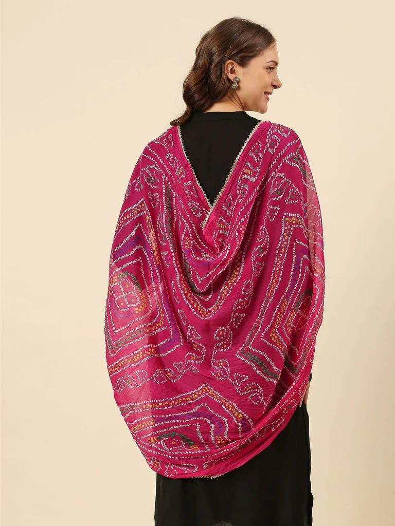 Multi Printed Bandhini Chiffon Dupatta - Image 17