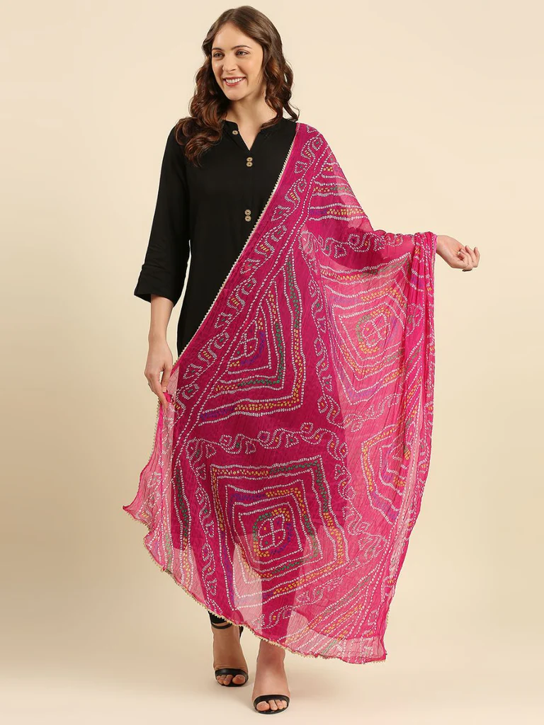 Multi Printed Bandhini Chiffon Dupatta - Image 19