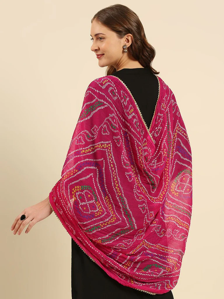 Multi Printed Bandhini Chiffon Dupatta - Image 20