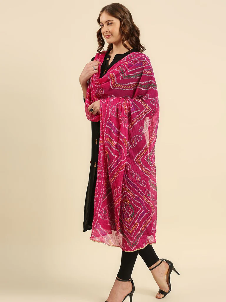 Multi Printed Bandhini Chiffon Dupatta - Image 16