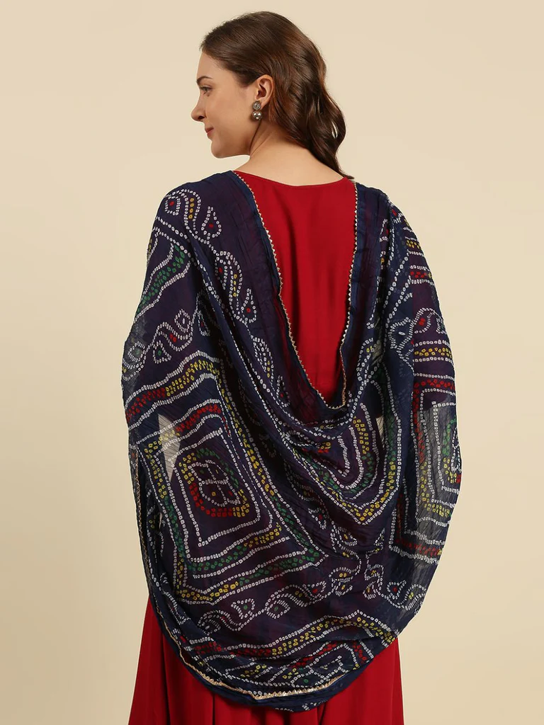 Multi Printed Bandhini Chiffon Dupatta - Image 12